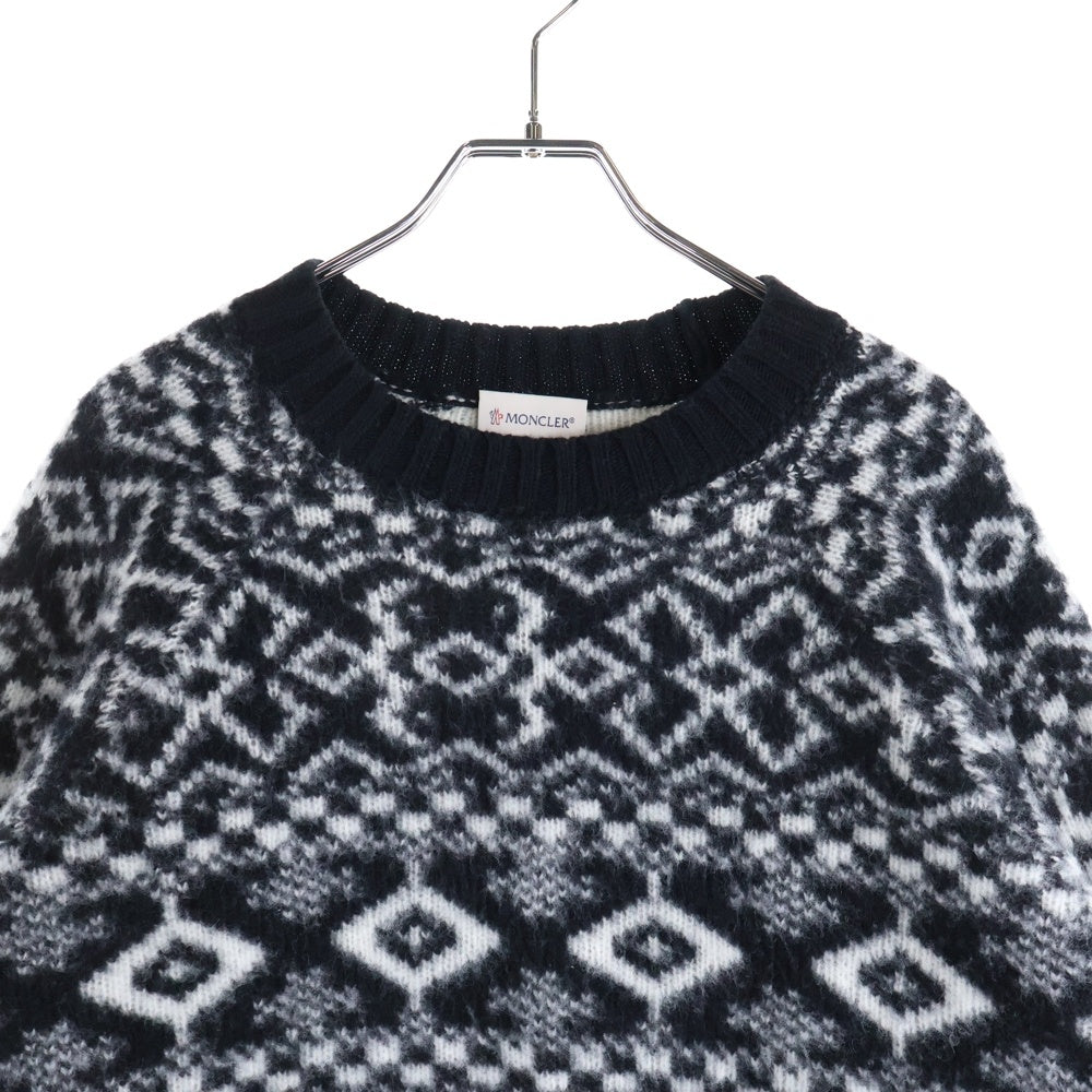 MONCLER(モンクレール) 22AW 総柄ジャガード ウール クルーネック プルオーバー 長袖ニット セーター ブラック H20919C00027 M2268