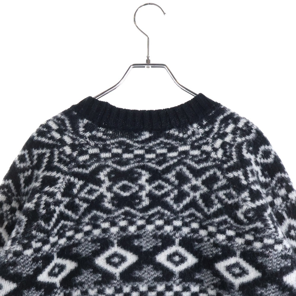 MONCLER(モンクレール) 22AW 総柄ジャガード ウール クルーネック プルオーバー 長袖ニット セーター ブラック H20919C00027 M2268