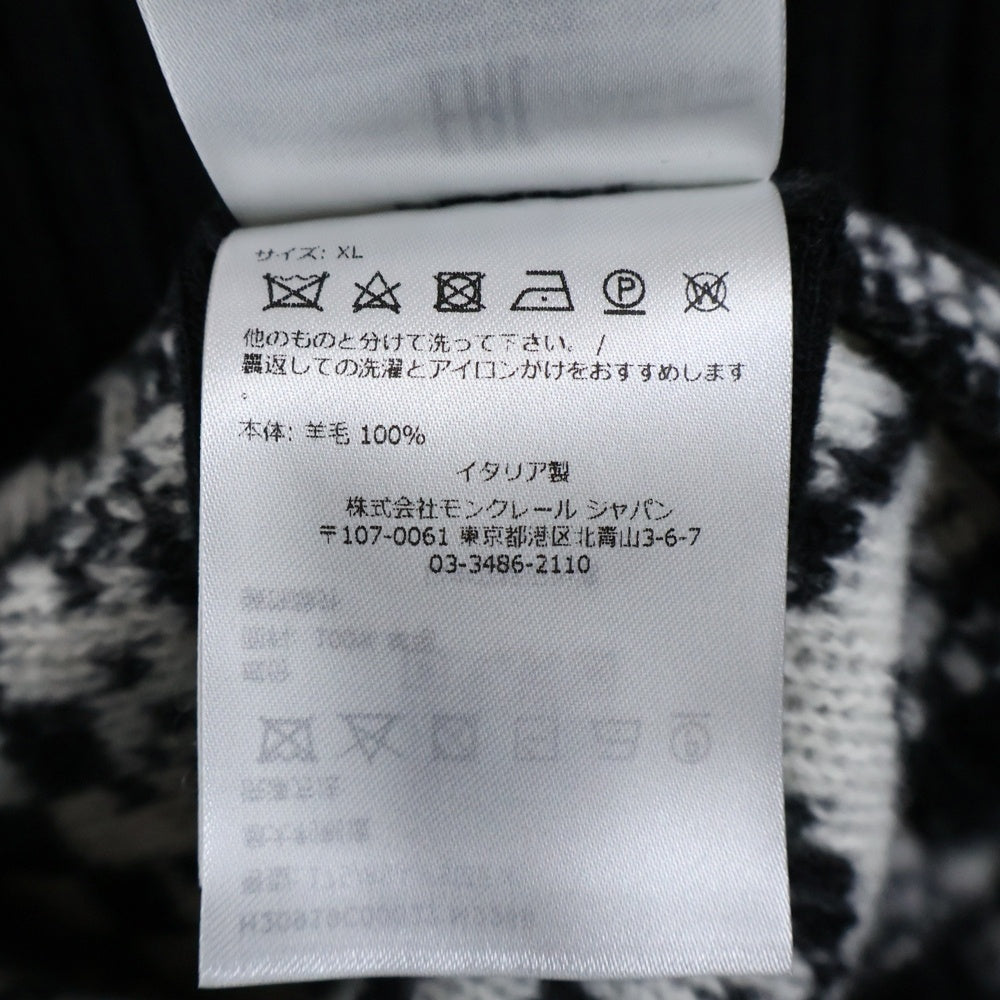 MONCLER(モンクレール) 22AW 総柄ジャガード ウール クルーネック プルオーバー 長袖ニット セーター ブラック H20919C00027 M2268