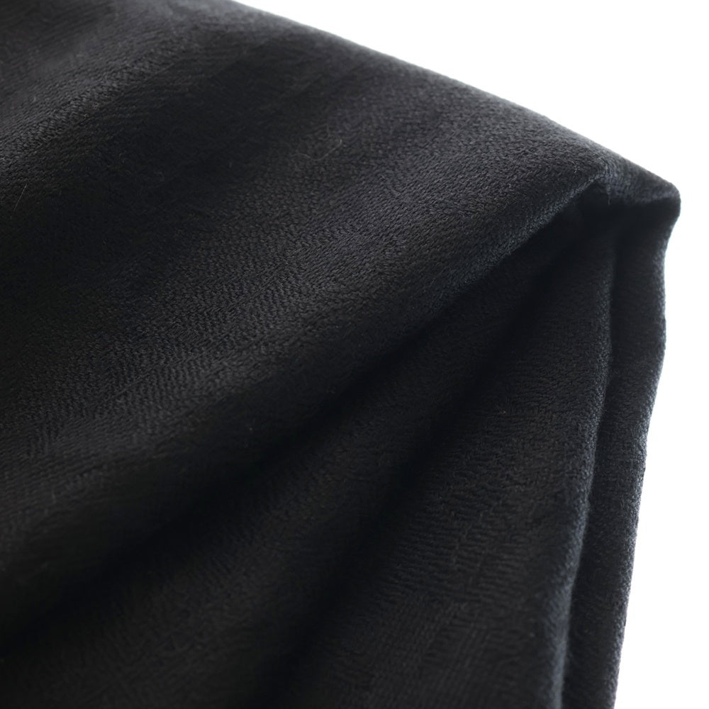 CHROME HEARTS(クロムハーツ) CH PLS SCARF CH プラス 総柄ジャガード シルク混 ウール フリンジ ストール スカーフ マフラー ブラック