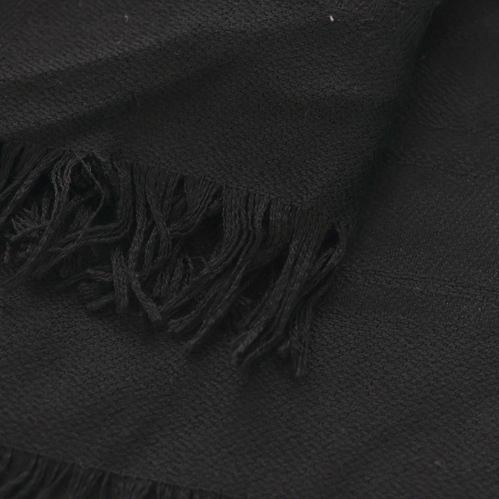 CHROME HEARTS(クロムハーツ) CH PLS SCARF CH プラス 総柄ジャガード シルク混 ウール フリンジ ストール スカーフ マフラー ブラック