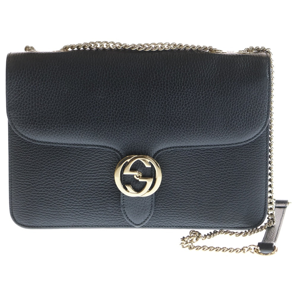 GUCCI グッチ インターロッキングG チェーンショルダー バッグ ブラック GUCCI(グッチ) インターロッキングG チェーンショルダーバッグ