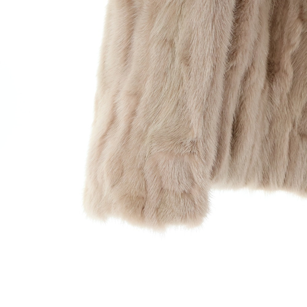 DOLCE & GABBANA(ドルチェアンドガッバーナ) ビジュー装飾 ミンクファー ノーカラー フロントフック ジャケット ピンク レディース F273DF