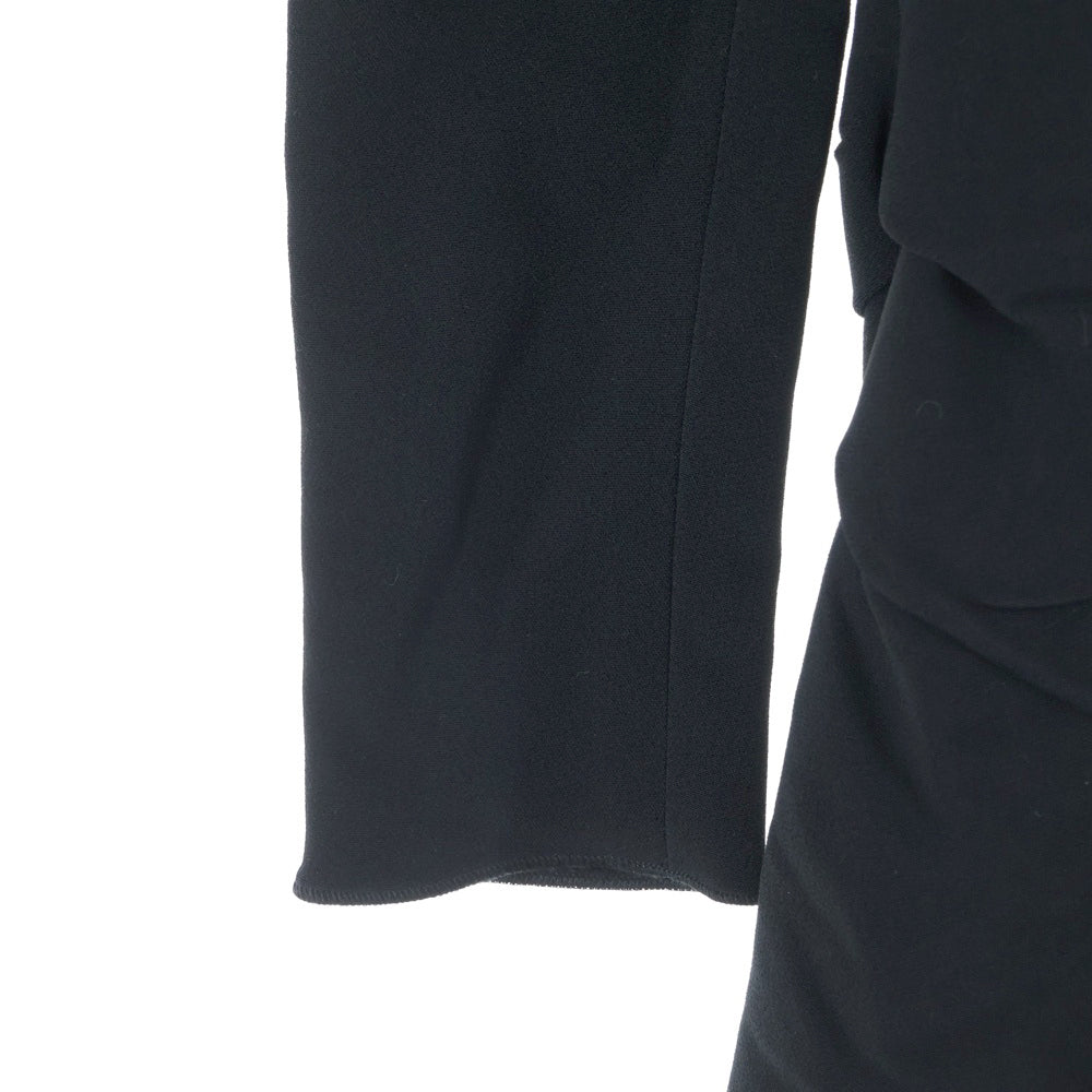 DOLCE & GABBANA(ドルチェアンドガッバーナ) ギャザーデザイン シルク混 レーヨン 長袖 タイト ロングワンピース ブラック レディース F6DB1T