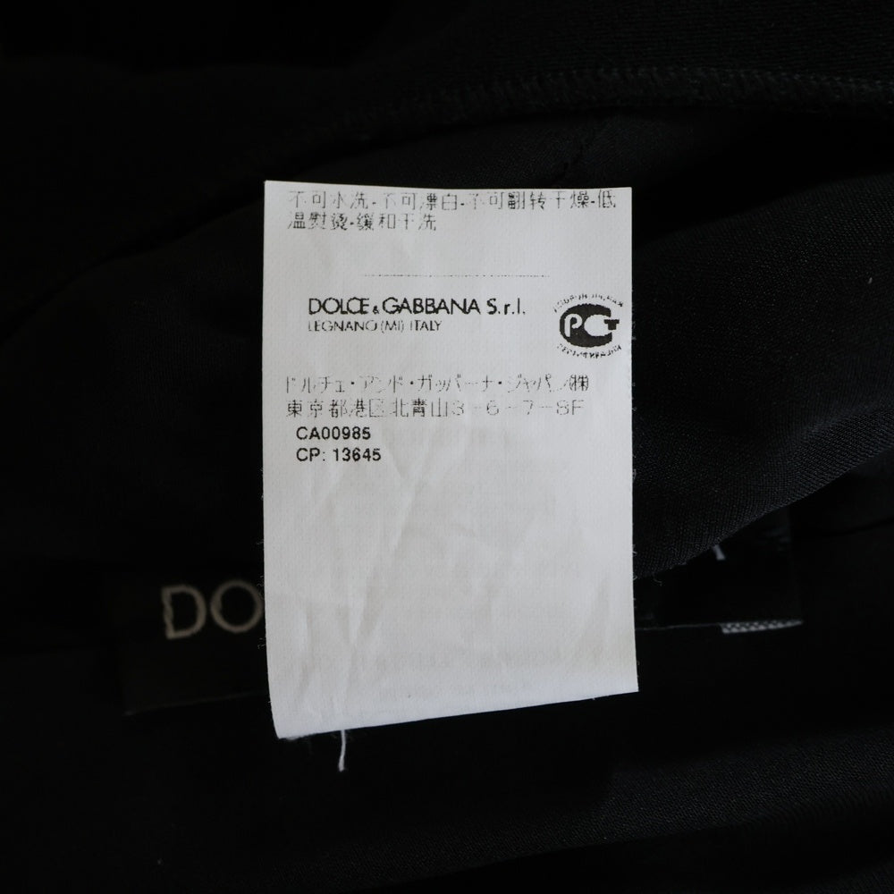 DOLCE & GABBANA(ドルチェアンドガッバーナ) ギャザーデザイン シルク混 レーヨン 長袖 タイト ロングワンピース ブラック レディース F6DB1T
