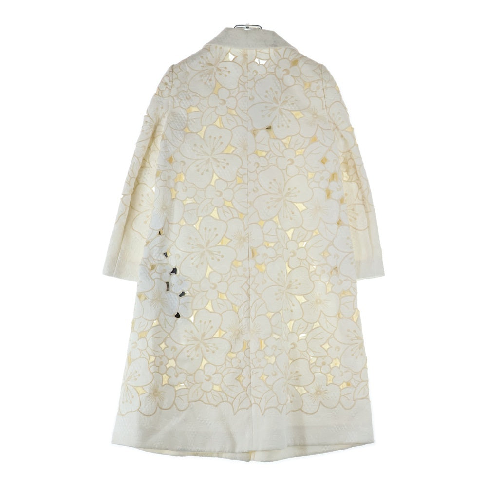 DOLCE & GABBANA(ドルチェアンドガッバーナ) フラワー総柄ジャガード カットアウト スナップボタン チェスターコート ホワイト レディース F0H66T