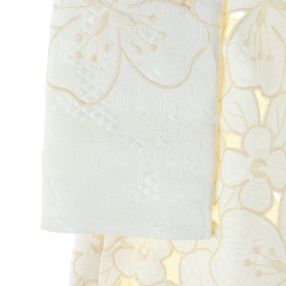 DOLCE & GABBANA(ドルチェアンドガッバーナ) フラワー総柄ジャガード カットアウト スナップボタン チェスターコート ホワイト レディース F0H66T