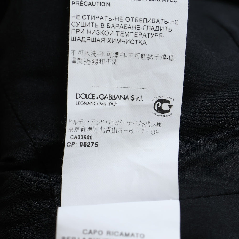 DOLCE & GABBANA(ドルチェアンドガッバーナ) フラワー刺繍 千鳥 ガンクラブチェック総柄ツイード プリーツ ノースリーブ ミディアムワンピース ブラック レディース F6YH3Z