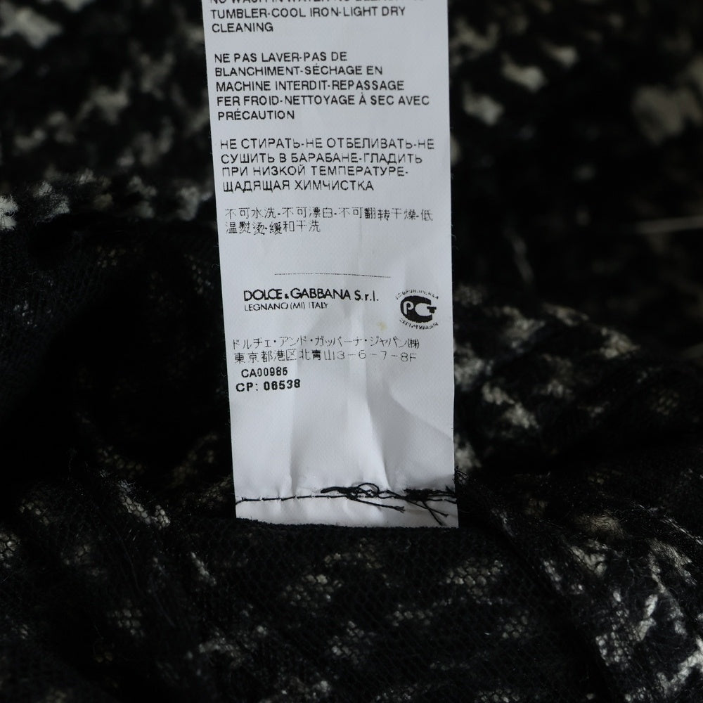 DOLCE & GABBANA(ドルチェアンドガッバーナ) ウールツイード カットオフ チュールレイヤード スナップボタン ジャケット ブラック レディース F28Q2T/FMMEZ