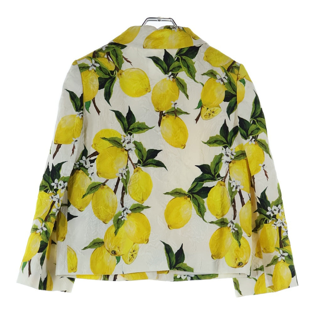 DOLCE & GABBANA(ドルチェアンドガッバーナ) レモン 総柄プリント スナップボタン ジャケット ホワイト/イエロー レディース F28C4Z