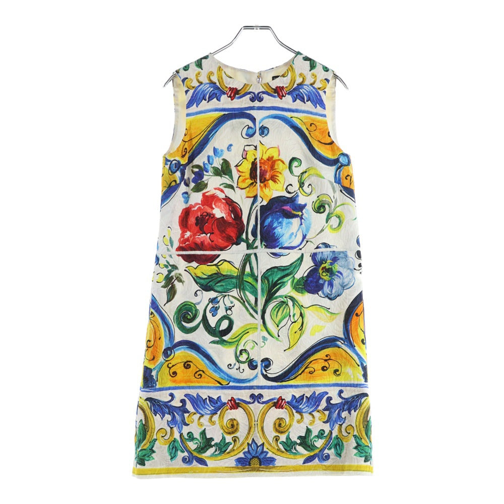 DOLCE & GABBANA レモン柄 ノースリーブ ひざ丈ワンピース DOLCE & GABBANA レモン柄 ノースリーブ ひざ丈ワンピース