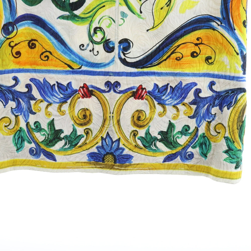 DOLCE & GABBANA(ドルチェアンドガッバーナ) フラワー総柄 プリント ジャガード クルーネック ノースリーブ ミディアムワンピース ホワイト レディース F6XW3T