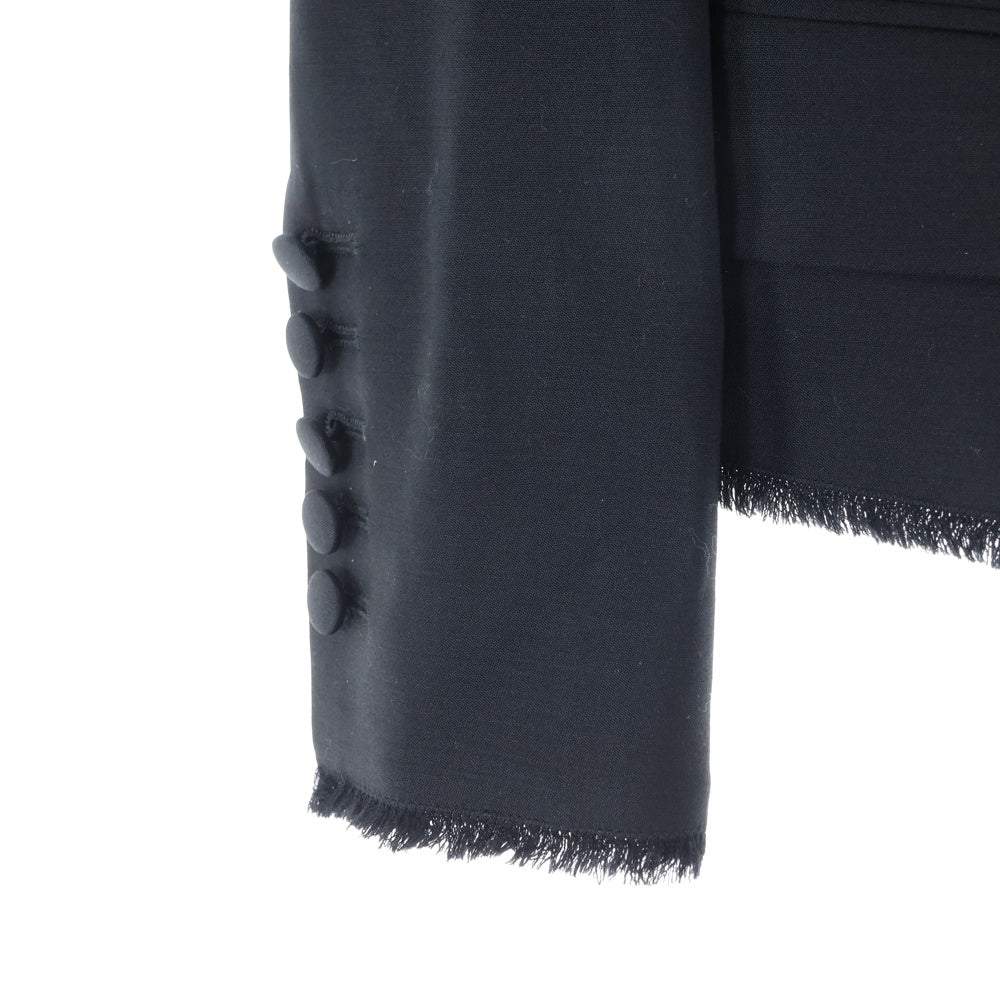 DOLCE & GABBANA(ドルチェアンドガッバーナ) カットオフ ノーカラー ボタンデザイン ウール テーラードジャケット ブラック レディース F28F0T