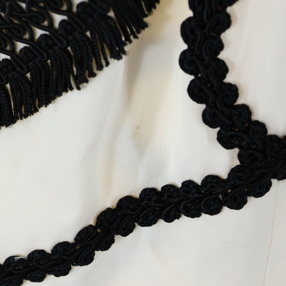 DOLCE & GABBANA(ドルチェアンドガッバーナ) コード刺繍 総柄 ビスコース アセテート クルーネック 半袖ミディアム ワンピース ホワイト/ブラック レディース F6QR3Z