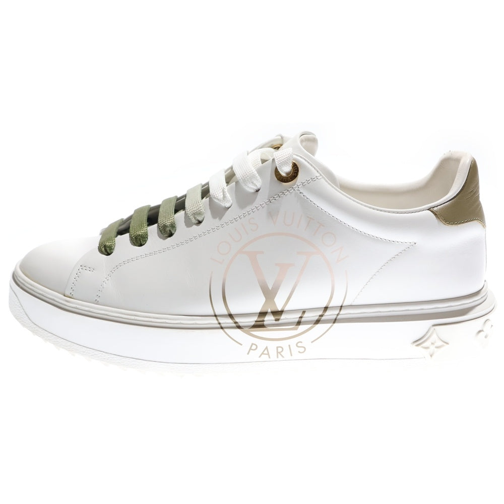 LOUIS VUITTON(ルイヴィトン) タイムアウト ライン モノグラム ロゴプリント レザー レースアップ ローカットシューズ スニーカー ホワイト/カーキ 1AA1C1 レディース