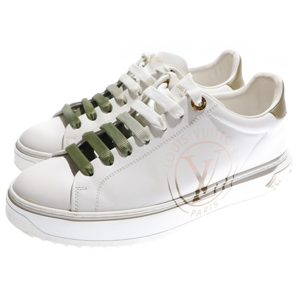 LOUIS VUITTON(ルイヴィトン) タイムアウト ライン モノグラム ロゴプリント レザー レースアップ ローカットシューズ スニーカー ホワイト/カーキ 1AA1C1 レディース