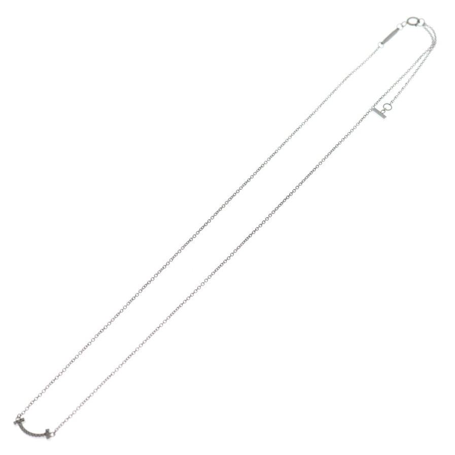 TIFFANY & Co.(ティファニー) Tスマイル ミニ ダイヤネックレス ペンダント チェーン シルバー Au750 2.4g レディース