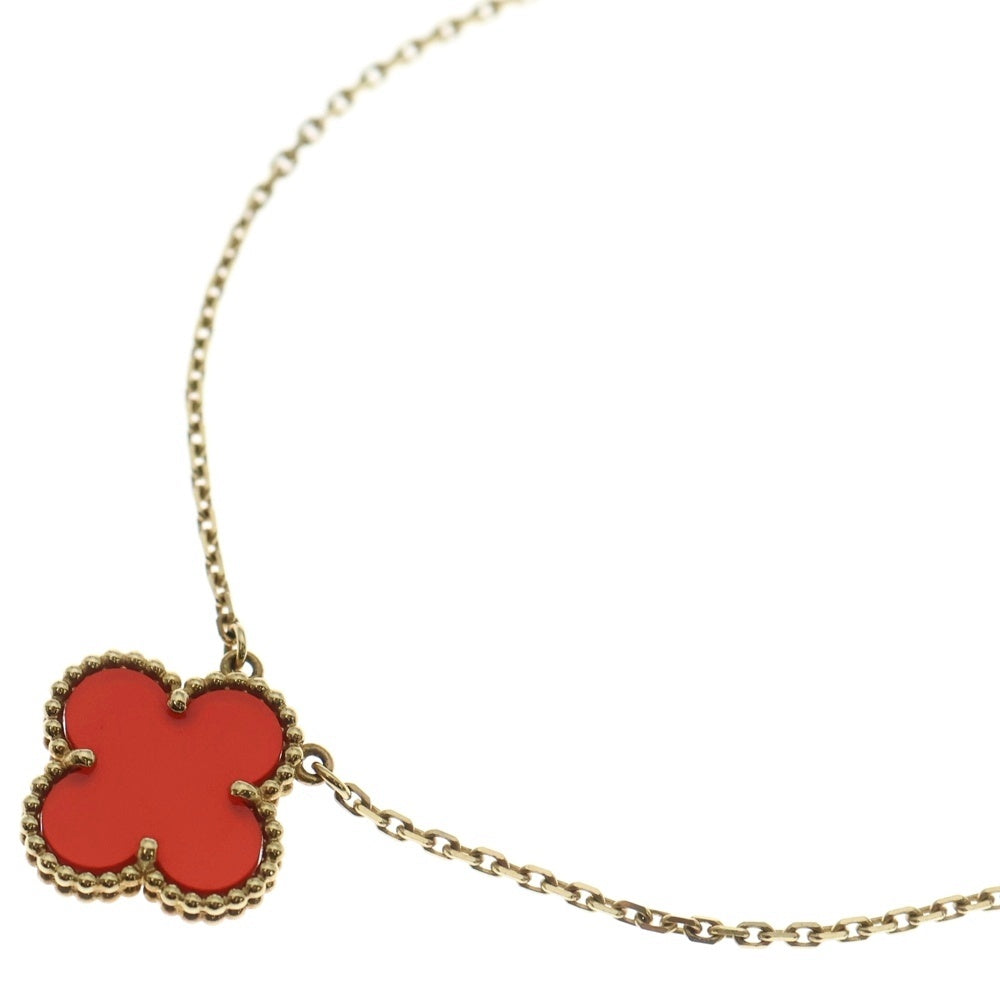 Van Cleef & Arpels(ヴァンクリーフアンドアーペル) ヴィンテージアルハンブラ カーネリアン ネックレス Au750 K18 YG イエローゴールド ペンダント レディース