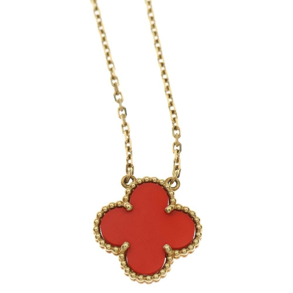 Van Cleef & Arpels(ヴァンクリーフアンドアーペル) ヴィンテージアルハンブラ カーネリアン ネックレス Au750 K18 YG イエローゴールド ペンダント レディース