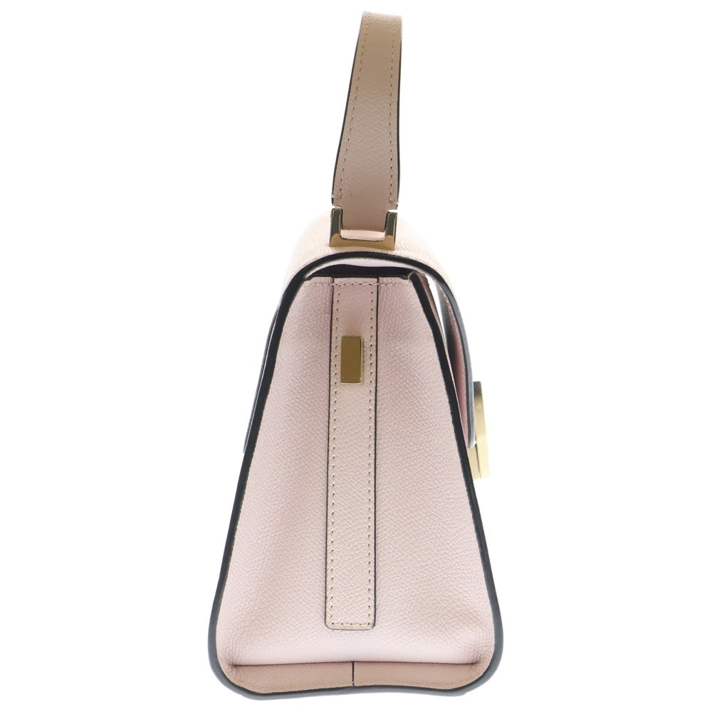 Valextra(ヴァレクストラ) ミニイジィデ 2wayハンドバッグ ショルダーバッグ ライトピンク レザー ゴールド金具 レディース