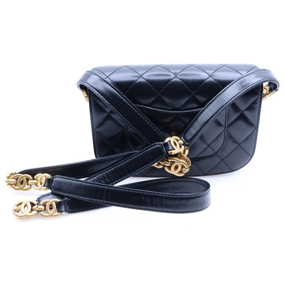 CHANEL(シャネル) ココマーク ミニマトラッセ ブラック シャイニーカーフスキン ゴールド金具 AS3402 レディース