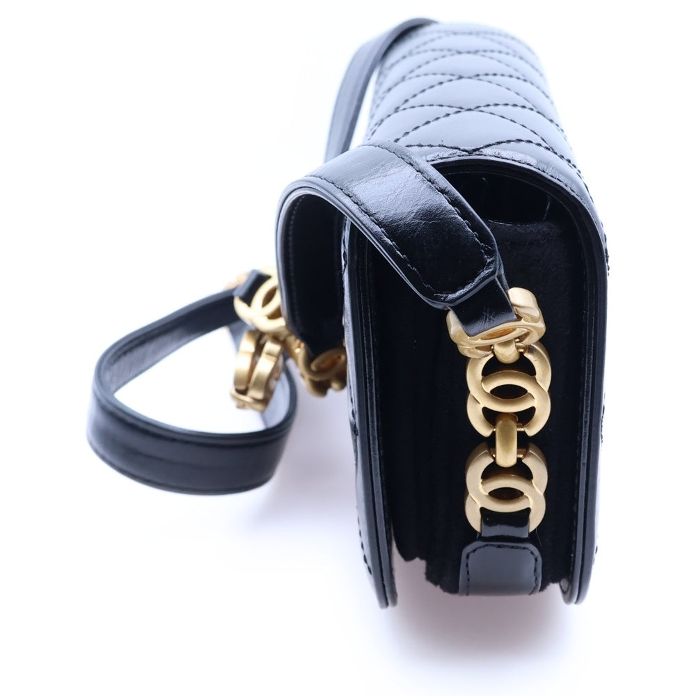 CHANEL(シャネル) ココマーク ミニマトラッセ ブラック シャイニーカーフスキン ゴールド金具 AS3402 レディース