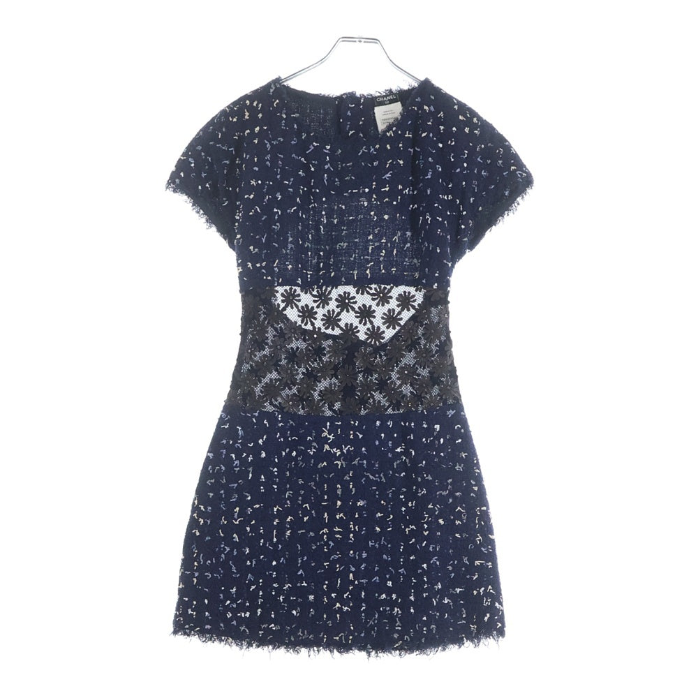 CHANEL(シャネル) 花柄半袖ワンピース ネイビー コットン P40045W04622 レディース
