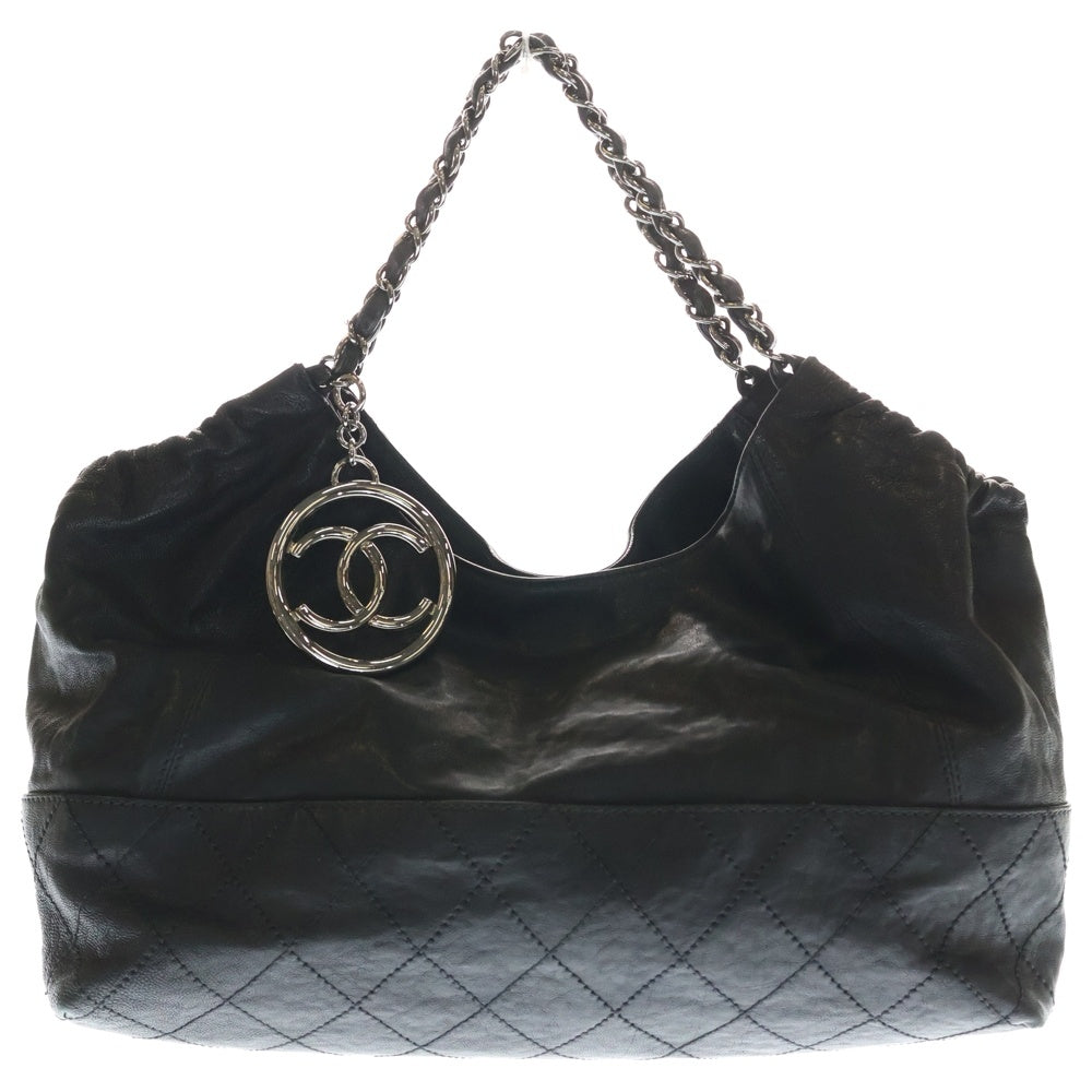 CHANEL(シャネル) ココカバス チェーンハンドバッグ トートバッグ ブラック レザー シルバー金具 レディース