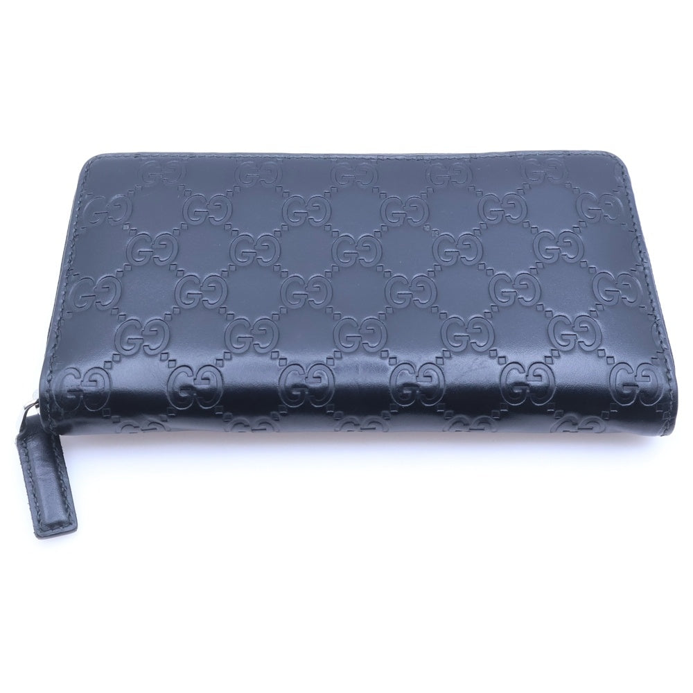 GUCCI(グッチ) グッチシマ ラウンドファスナー長財布 レザー ブラック 779833 525040
