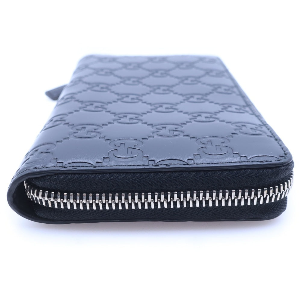 GUCCI(グッチ) グッチシマ ラウンドファスナー長財布 レザー ブラック 779833 525040