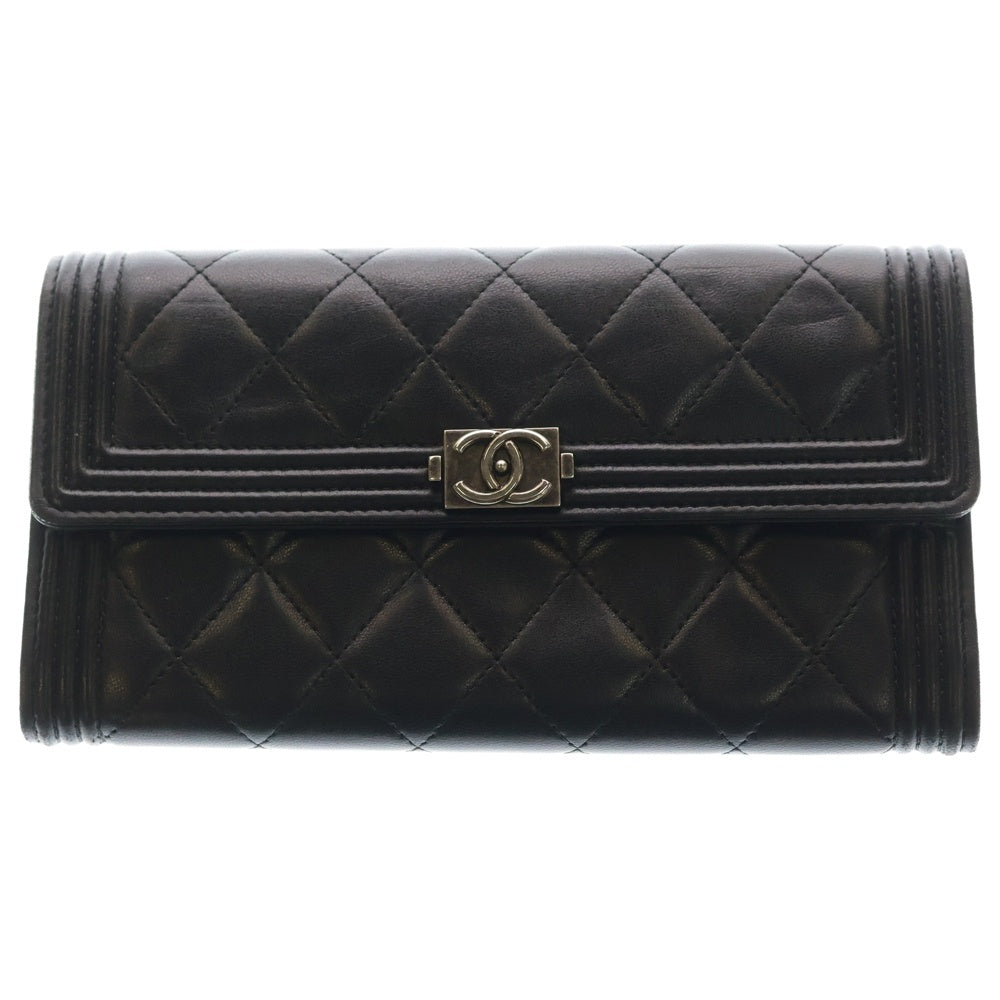 CHANEL(シャネル) ボーイシャネル 長財布 ブラック レザー 20番台