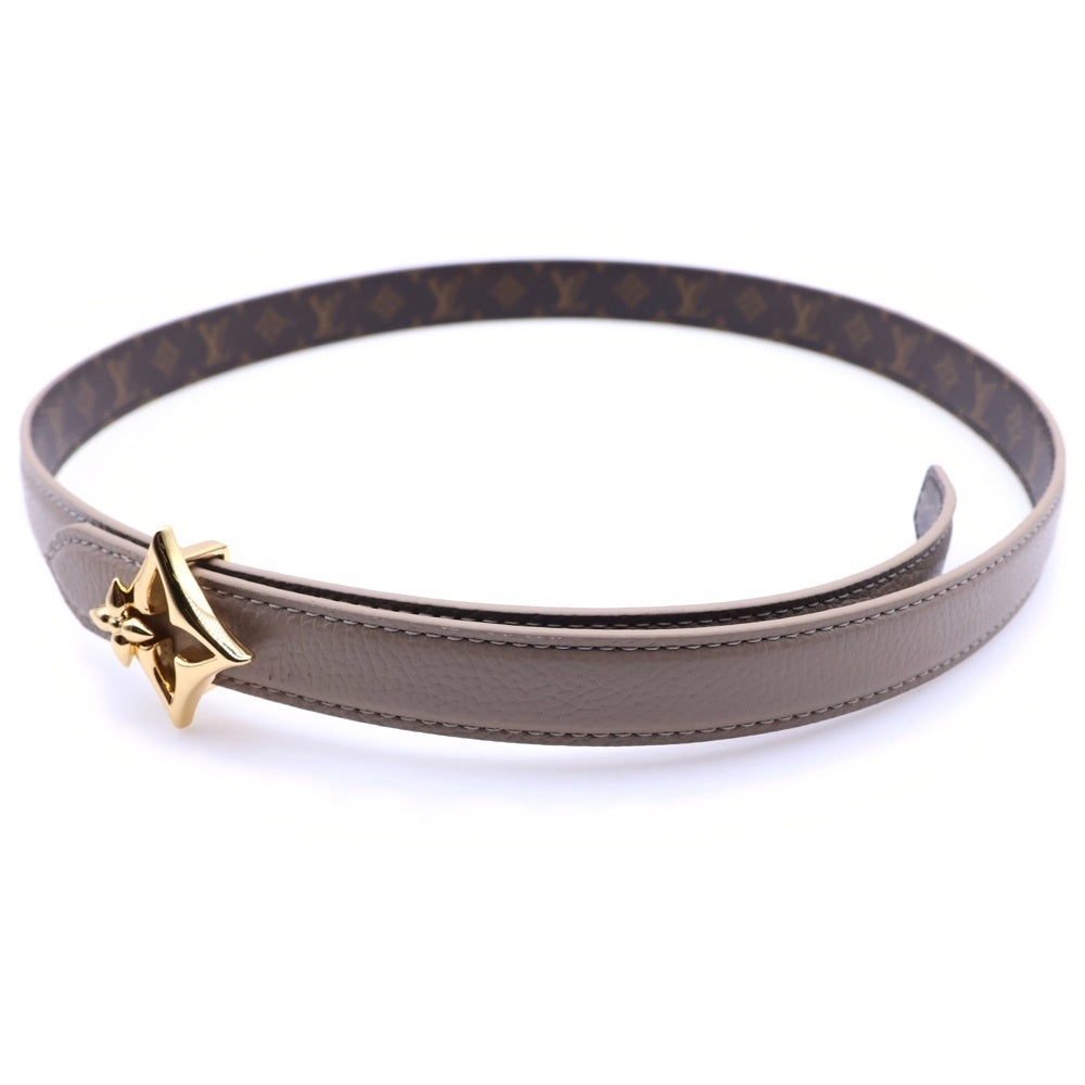 LOUIS VUITTON(ルイヴィトン) モノグラム ベルトLv フラワーグラム 20mm リバーシブル ベージュ×ブラウン レザー M4529U ゴールド金具 レディース