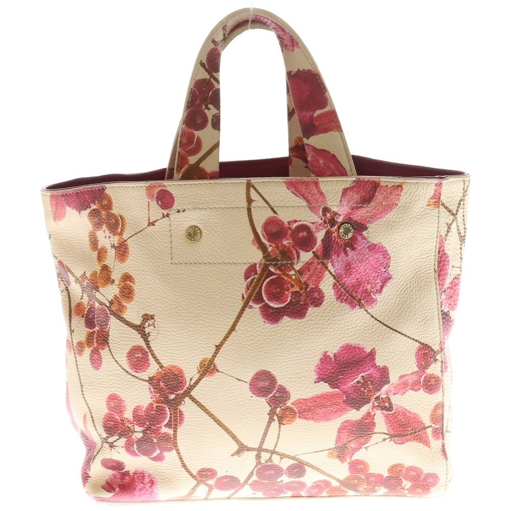 FURLA(フルラ) 花柄 レザー ハンドバッグ ベージュ