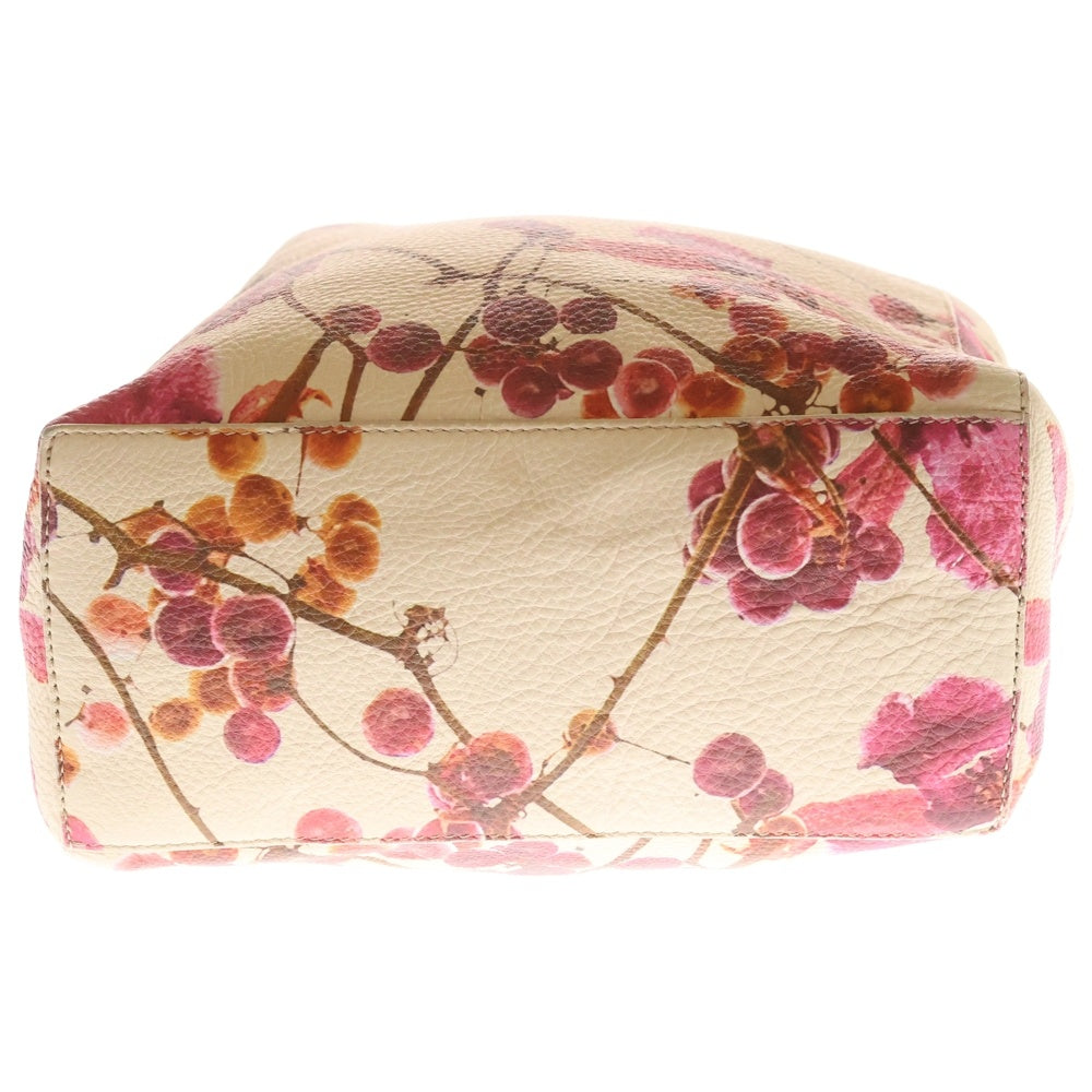 FURLA(フルラ) 花柄 レザー ハンドバッグ ベージュ