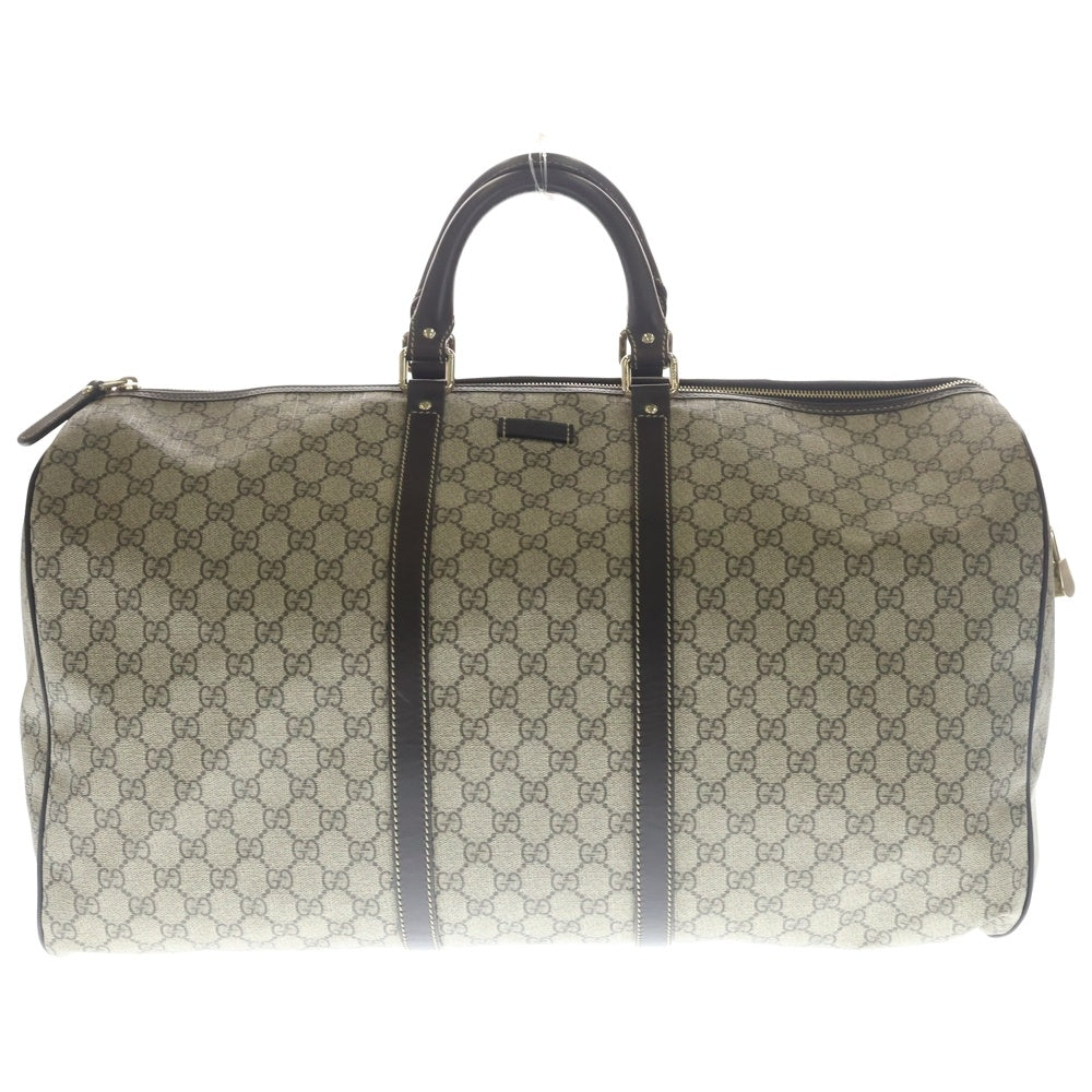 GUCCI(グッチ) GGスプリーム 2WAYボストンバッグ ハンドバッグ ショルダーバッグ ベージュ×ブラウン PVC×レザー 206500 ゴールド金具