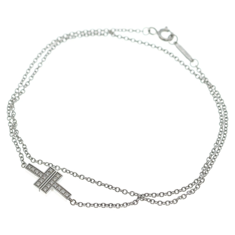 TIFFANY & Co.(ティファニー) T TWO ダイヤ ダブルチェーン ブレスレット Au750 K18 WG ホワイトゴールド レディース