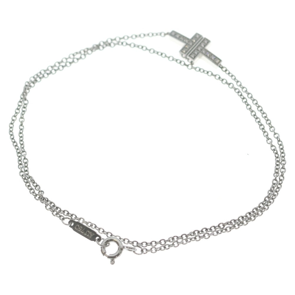 TIFFANY & Co.(ティファニー) T TWO ダイヤ ダブルチェーン ブレスレット Au750 K18 WG ホワイトゴールド レディース