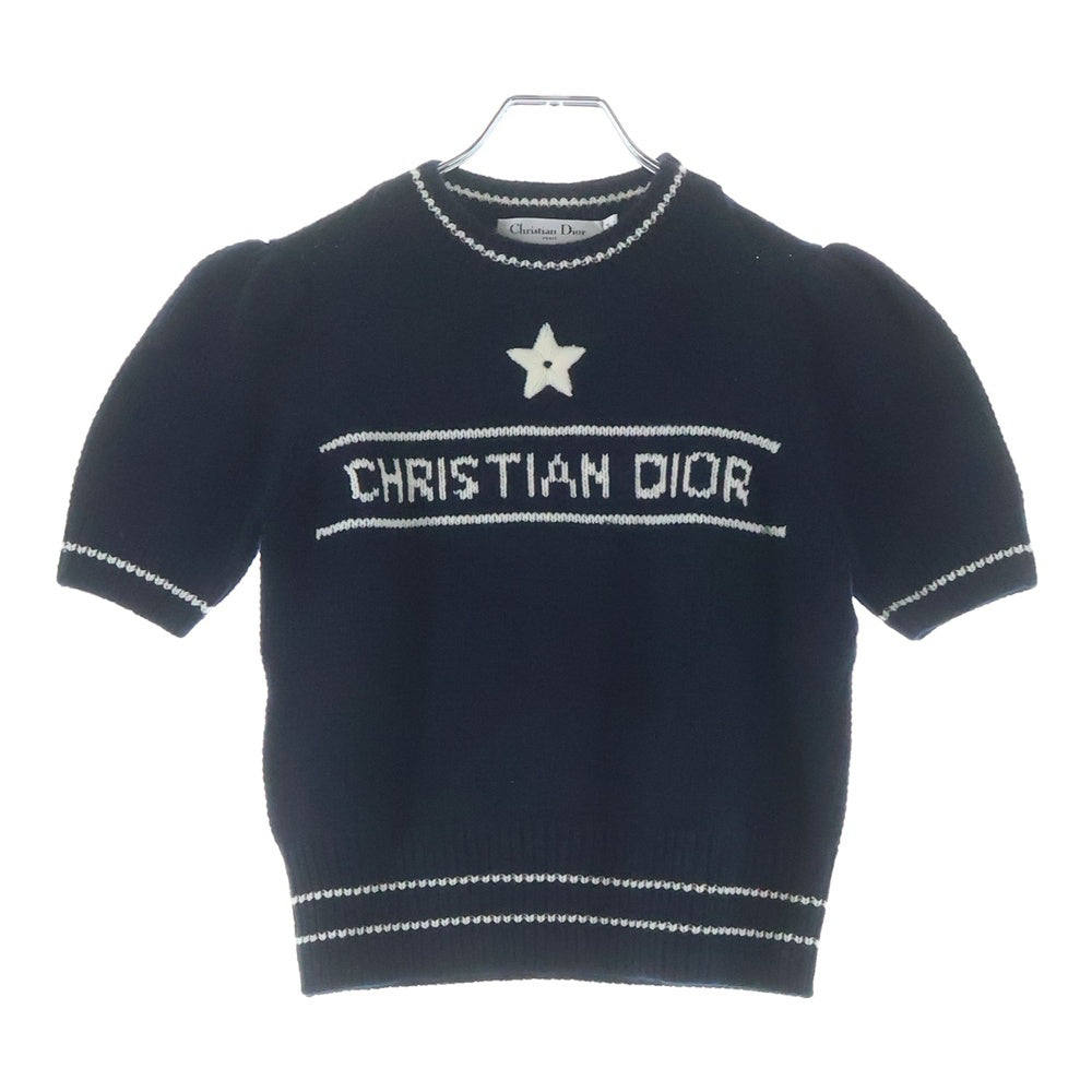 DIOR(ディオール) 22AW Logo S/S Knit Sweater ロゴショートスリーブ半袖ニット ネイビー レディース 224S09AM308