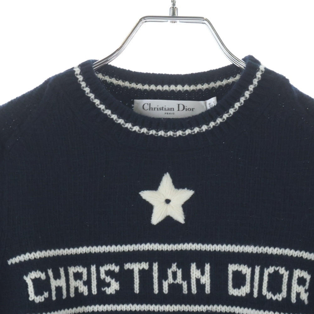 DIOR(ディオール) 22AW Logo S/S Knit Sweater ロゴショートスリーブ半袖ニット ネイビー レディース 224S09AM308
