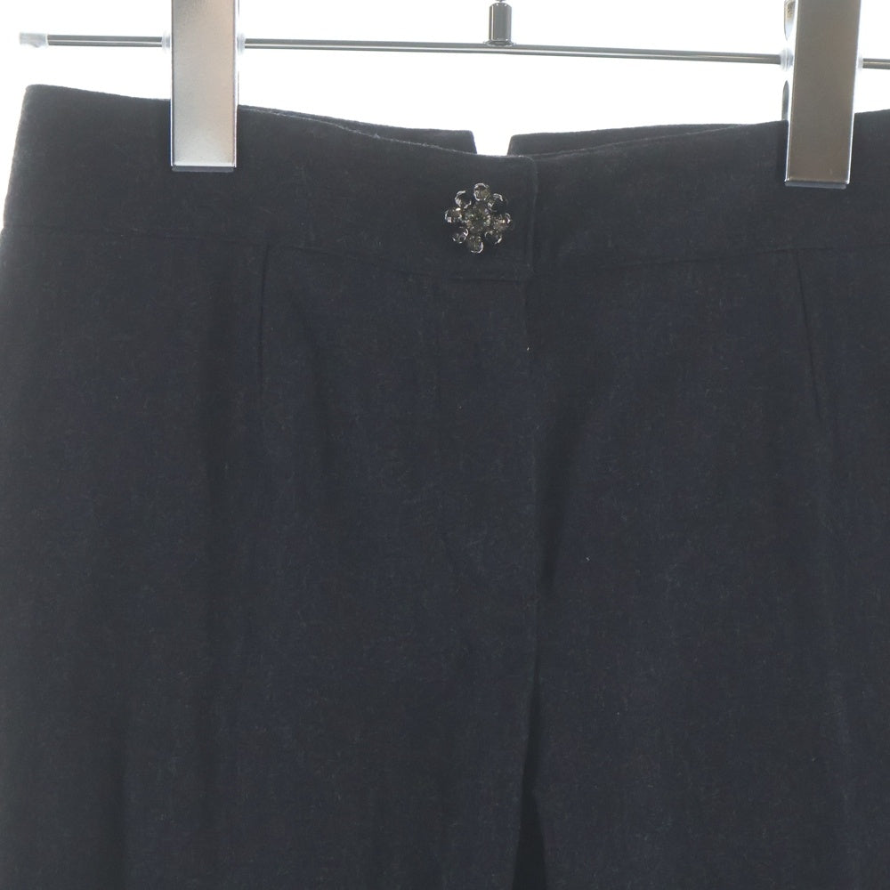 DOLCE & GABBANA(ドルチェアンドガッバーナ) ビジューボタン ウール スラックス パンツ ダークグレー レディース FT49XT