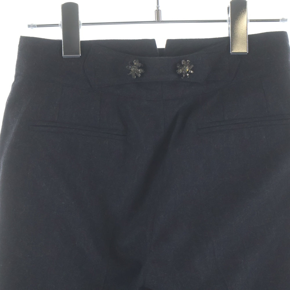 DOLCE & GABBANA(ドルチェアンドガッバーナ) ビジューボタン ウール スラックス パンツ ダークグレー レディース FT49XT