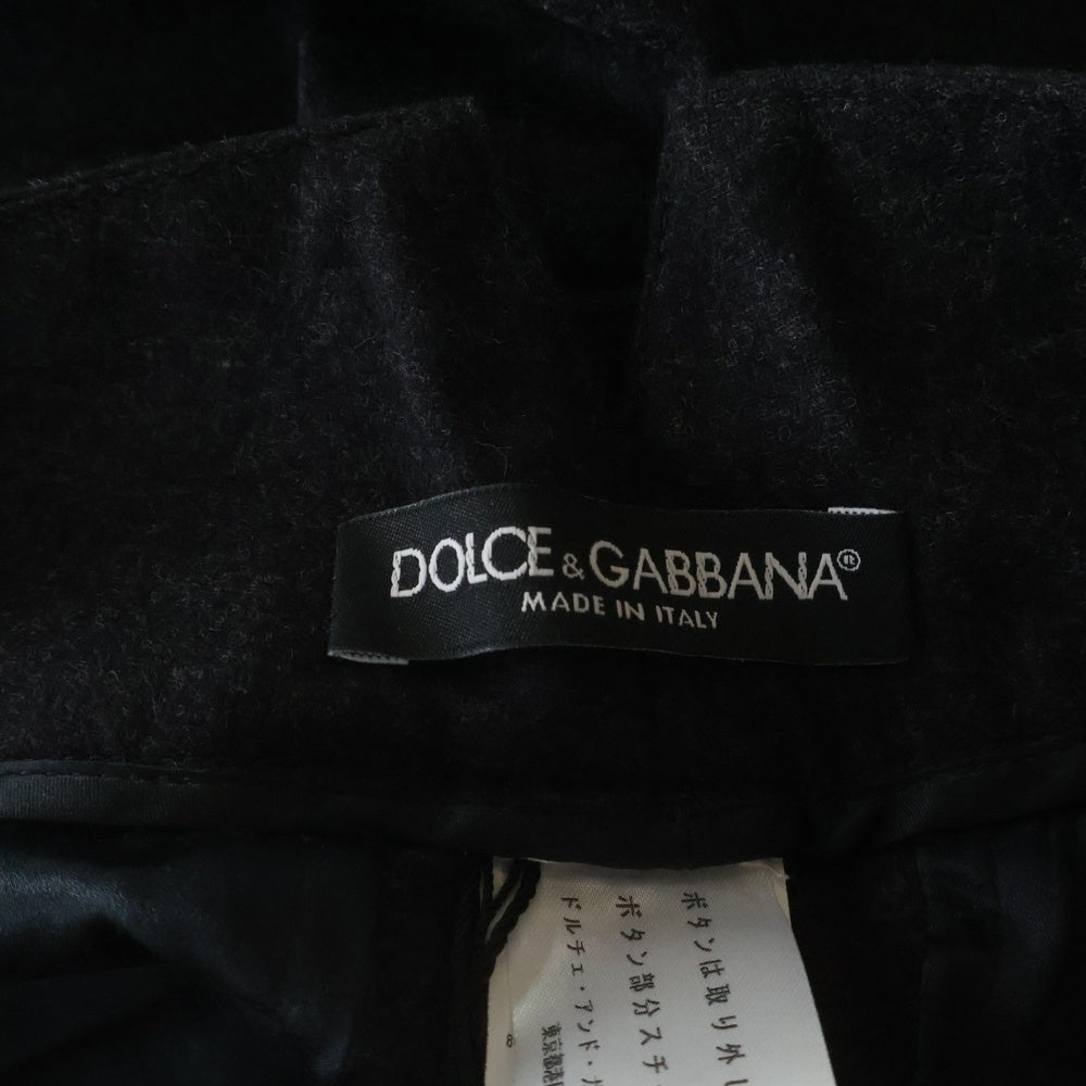 DOLCE & GABBANA(ドルチェアンドガッバーナ) ビジューボタン ウール スラックス パンツ ダークグレー レディース FT49XT
