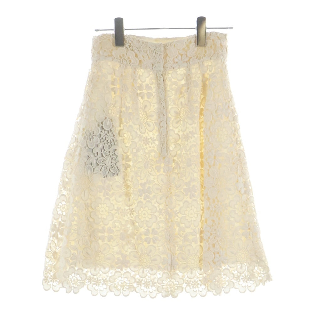 DOLCE & GABBANA(ドルチェアンドガッバーナ) 花柄レース ミディアム フレア スカート アイボリー レディース F4W07T