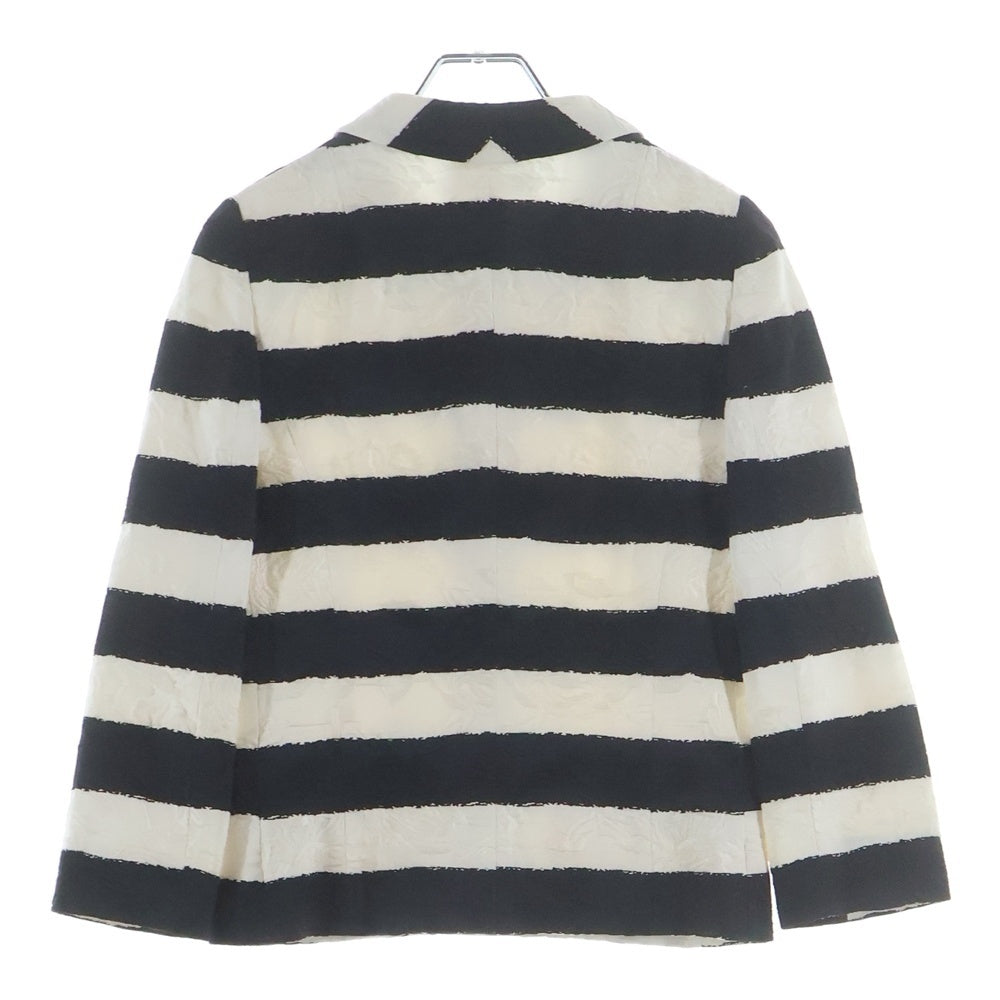 DOLCE & GABBANA(ドルチェアンドガッバーナ) フラワー柄ジャガード ボーダー総柄 5B ジャケット ホワイト/ブラック レディース F263HT