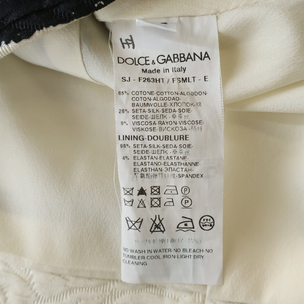 DOLCE & GABBANA(ドルチェアンドガッバーナ) フラワー柄ジャガード ボーダー総柄 5B ジャケット ホワイト/ブラック レディース F263HT