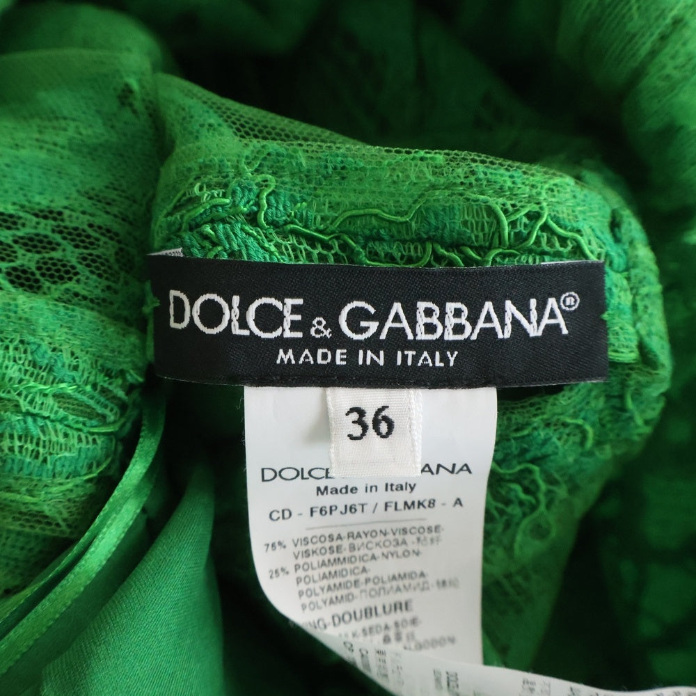 DOLCE & GABBANA(ドルチェアンドガッバーナ) 総レース ノースリーブドレス ワンピース グリーン レディース F6PJT