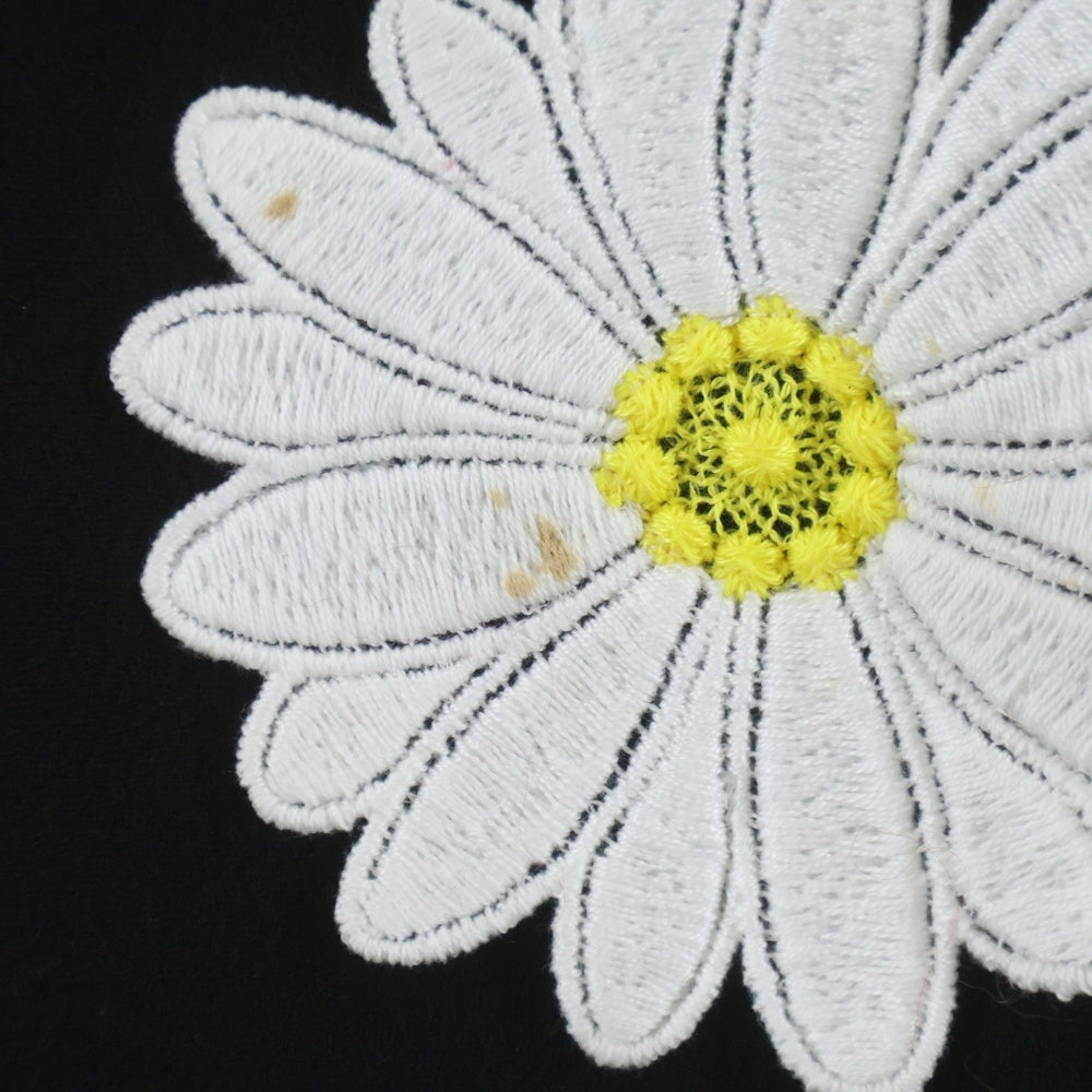 DOLCE & GABBANA(ドルチェアンドガッバーナ) フラワー デイジー刺繍 ウール ハーフスリーブ ワンピース ブラック レディース F6UM4Z