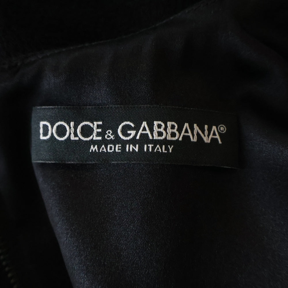 DOLCE & GABBANA(ドルチェアンドガッバーナ) フラワー デイジー刺繍 ウール ハーフスリーブ ワンピース ブラック レディース F6UM4Z