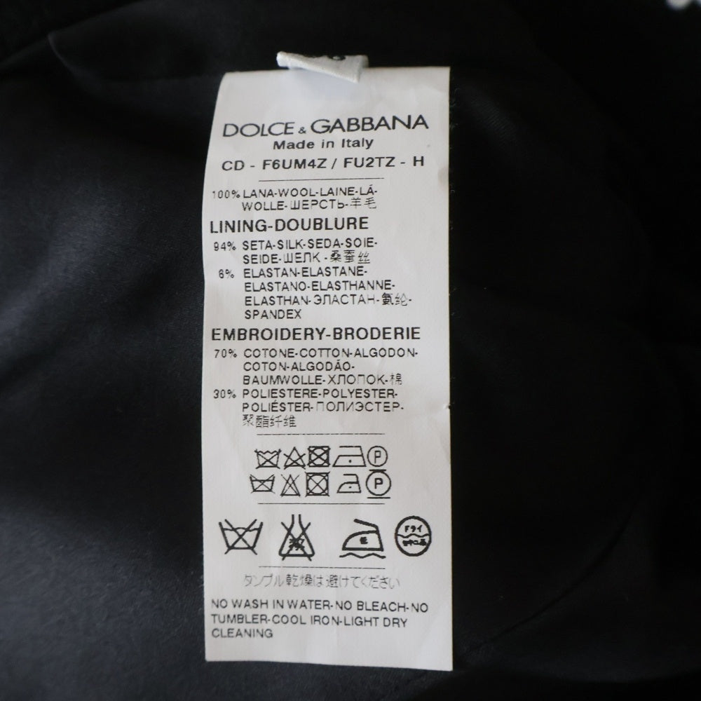 DOLCE & GABBANA(ドルチェアンドガッバーナ) フラワー デイジー刺繍 ウール ハーフスリーブ ワンピース ブラック レディース F6UM4Z