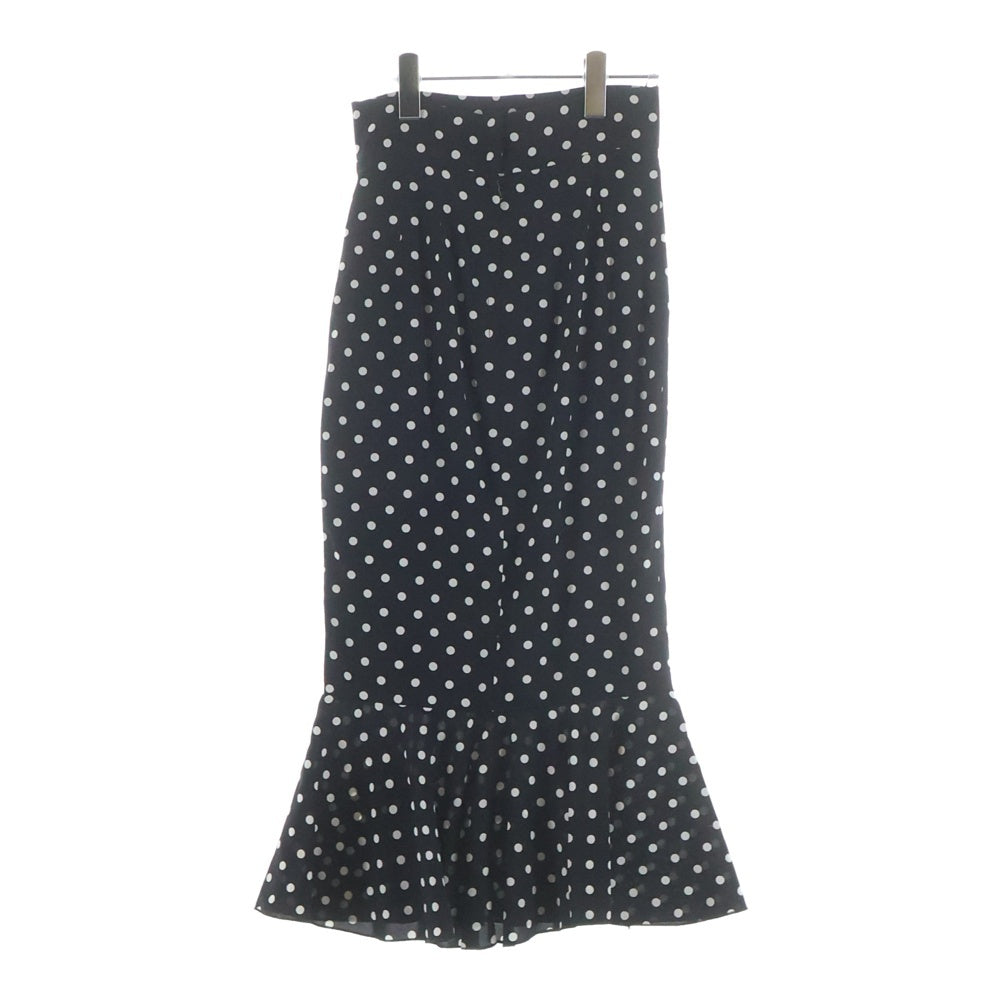 DOLCE & GABBANA(ドルチェアンドガッバーナ) ドット総柄プリント シルク ロング マーメイド スカート ブラック レディース F4V02T